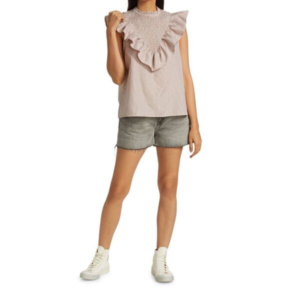 Munthe Blouse Rossi Plaid Smocked Ruffle - Picture 9 of 13